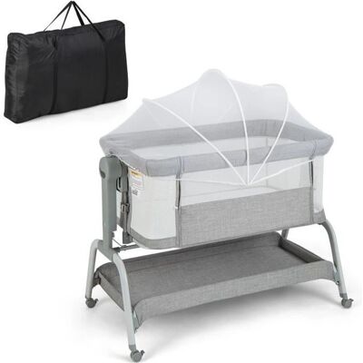 Cuna de bebé Costway - Ajustable, 4 en 1, Malla, Ruedas Bloqueables Cuna de bebé Costway - Ajustable, 4 en 1, Malla, Ruedas Bloqueables