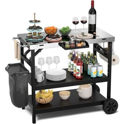 Costway Chariot de Cuisine avec 2 Roues, Métal, 3 Niveaux Ajustables - Chariot de Cuisine - Publicité Costway Chariot de Cuisine avec 2 Roues, Métal, 3 Niveaux Ajustables - Chariot de Cuisine - Publicité