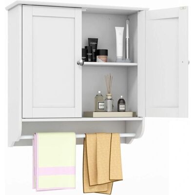 Armario de baño de pared COSTWAY con 2 puertas y barra de toallas - Estilo moderno Armario de baño de pared COSTWAY con 2 puertas y barra de toallas - Estilo moderno