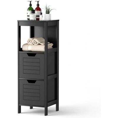 Costway Gabinete de Baño, Estante de Madera Multifuncional con 2 Cajones - Almacenamiento de Baño Costway Gabinete de Baño, Estante de Madera Multifuncional con 2 Cajones - Almacenamiento de Baño