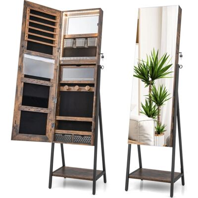 Armoire à Bijoux Costway avec Miroir Pleine Longueur et Éclairage LED - Publicité Armoire à Bijoux Costway avec Miroir Pleine Longueur et Éclairage LED - Publicité