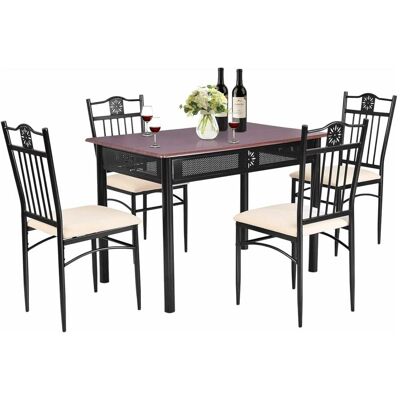 Table à Manger Violet avec 4 Chaises - 107x70cm - Publicité Table à Manger Violet avec 4 Chaises - 107x70cm - Publicité