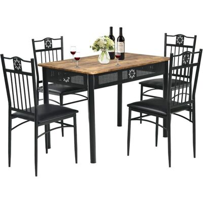 Conjunto de Comedor Costway - Mesa y 4 Sillas Tapizadas - Moderno y Duradero Conjunto de Comedor Costway - Mesa y 4 Sillas Tapizadas - Moderno y Duradero