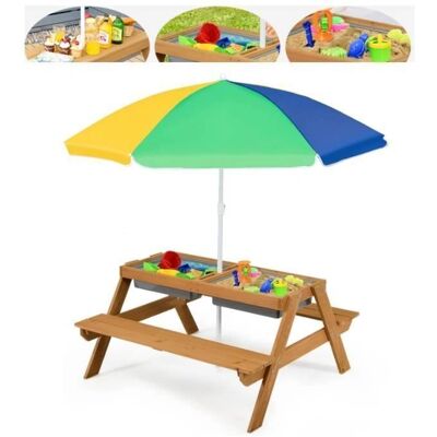 Mesa de Picnic y Agua/Arena para Niños 3 en 1 - Amarillo Mesa de Picnic y Agua/Arena para Niños 3 en 1 - Amarillo