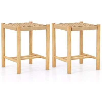 Tabourets de Bar en Bois de Caoutchouc Costway - Naturel Rustique - 45cm - Publicité Tabourets de Bar en Bois de Caoutchouc Costway - Naturel Rustique - 45cm - Publicité