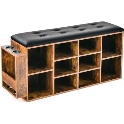 Banco de almacenamiento para zapatos Costway con soporte para paraguas - 10 cubos, asiento acolchado Banco de almacenamiento para zapatos Costway con soporte para paraguas - 10 cubos, asiento acolchado