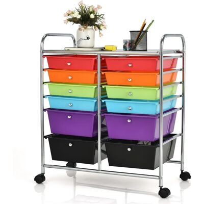 Costway Carro de Almacenamiento con Marco Metálico y 12 Cajones - Multicolor Costway Carro de Almacenamiento con Marco Metálico y 12 Cajones - Multicolor
