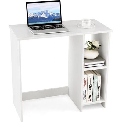 Bureau Blanc Costway avec 2 Étagères - Mobilier de Bureau pour Petits Espaces - Publicité Bureau Blanc Costway avec 2 Étagères - Mobilier de Bureau pour Petits Espaces - Publicité
