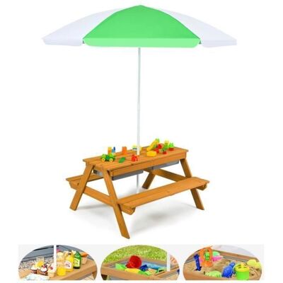 Set de Mesa de Picnic para Niños 3 en 1 con Sombrilla Desmontable Set de Mesa de Picnic para Niños 3 en 1 con Sombrilla Desmontable