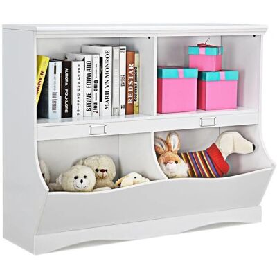 Costway Mueble de almacenamiento con 2 compartimentos y 2 contenedores - Multiuso Costway Mueble de almacenamiento con 2 compartimentos y 2 contenedores - Multiuso