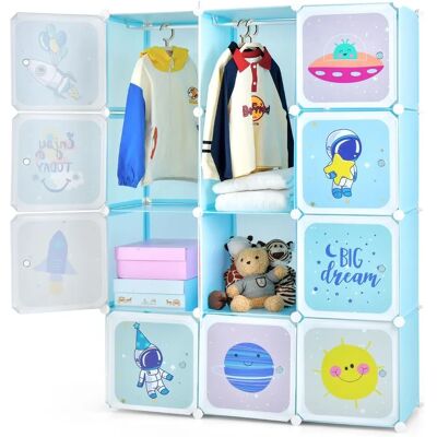 Costway 12-Cube Wardrobe - Blau - 107 x 36 x 142 cm Costway 12-Cube Wardrobe - Blau - 107 x 36 x 142 cm