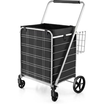 Costway 126L Dubbele Mand Winkelenwagen - Zilver Costway 126L Dubbele Mand Winkelenwagen - Zilver