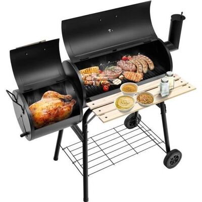 COSTWAY Parrilla de Carbón con Ruedas y 2 Quemadores - Asador Exterior COSTWAY Parrilla de Carbón con Ruedas y 2 Quemadores - Asador Exterior