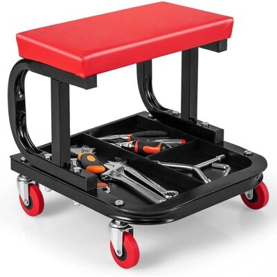 Silla de Oficina Costway - Acolchada, 4 Ruedas, Bandeja para Herramientas Silla de Oficina Costway - Acolchada, 4 Ruedas, Bandeja para Herramientas