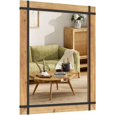 Espejo de Pared COSTWAY 77x100cm Estilo Granero Marco de Madera Espejo de Pared COSTWAY 77x100cm Estilo Granero Marco de Madera