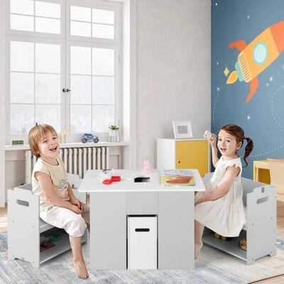 GOPLUS - 4-in-1 Table & Chairs - Bois - 3+ - Ensemble pour enfants - Publicité GOPLUS - 4-in-1 Table & Chairs - Bois - 3+ - Ensemble pour enfants - Publicité