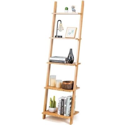 Estantería de Escalera de Bambú Costway - 5 Niveles Organizador de Pared Modern Estantería de Escalera de Bambú Costway - 5 Niveles Organizador de Pared Modern