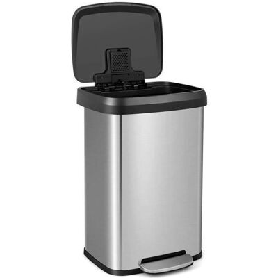 Costway Cubo de Basura de Acero Inoxidable 50L - Cubo de Cocina Costway Cubo de Basura de Acero Inoxidable 50L - Cubo de Cocina
