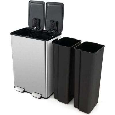 Costway Cubo de Basura de 30L con Doble Compartimento - Reciclaje y Orgánico Costway Cubo de Basura de 30L con Doble Compartimento - Reciclaje y Orgánico