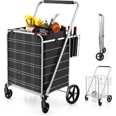 Costway - Carrito de Compras Grande de Metal Plegable - 126L, 150kg Costway - Carrito de Compras Grande de Metal Plegable - 126L, 150kg
