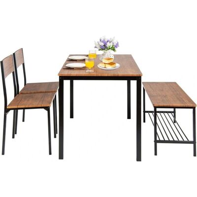 Ensemble de Salle à Manger Industriel Costway - 4 Pièces avec Table, Chaises, Banc - Publicité Ensemble de Salle à Manger Industriel Costway - 4 Pièces avec Table, Chaises, Banc - Publicité