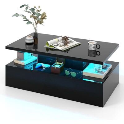 Mesa de Café LED Costway con 2 Niveles y Luces Ajustables - Mesa de Café Mesa de Café LED Costway con 2 Niveles y Luces Ajustables - Mesa de Café