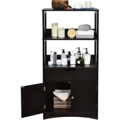 Costway Schwarzer Staubschrank mit Regalen - Bad Küche Organizer Costway Schwarzer Staubschrank mit Regalen - Bad Küche Organizer
