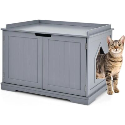 Casita para Gatos COSTWAY con Espacio Privado y Control de Olores - Diseño en Madera Casita para Gatos COSTWAY con Espacio Privado y Control de Olores - Diseño en Madera
