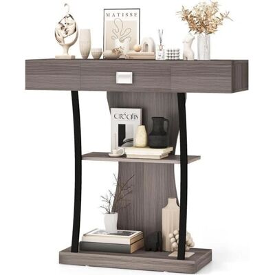 Costway Mesa de Consola en Forma de T con Cajón y Estantes Costway Mesa de Consola en Forma de T con Cajón y Estantes