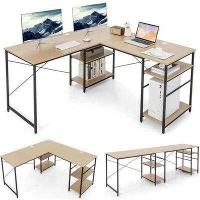 Escritorio de Computadora en Forma de L con Orificios para Cables - Estación de Trabajo Multifuncional Escritorio de Computadora en Forma de L con Orificios para Cables - Estación de Trabajo Multifuncional