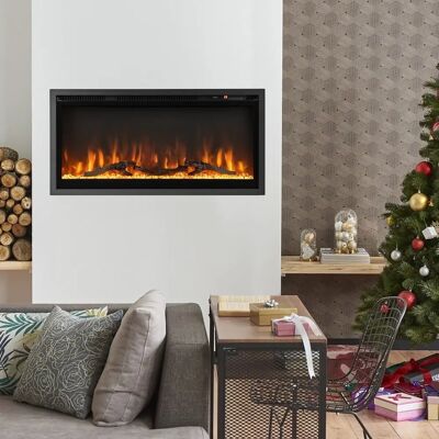 Costway - 91,5x14x45 cm - 750/1500W - Elektrische open haard Costway - 91,5x14x45 cm - 750/1500W - Elektrische open haard