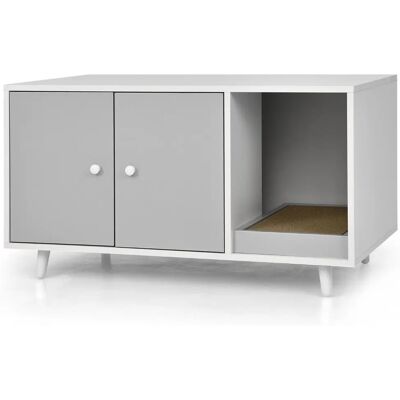Costway - 2 w 1: stolik boczny & szafka dla kota - Szary - Cat furniture Costway - 2 w 1: stolik boczny & szafka dla kota - Szary - Cat furniture