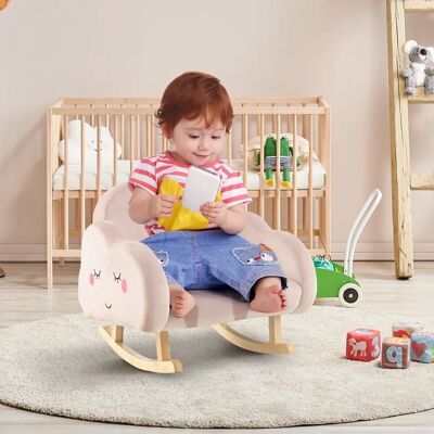 Costway - KW-ROCKER - Roze Fluweel - Kinder-Schommelstoel Costway - KW-ROCKER - Roze Fluweel - Kinder-Schommelstoel