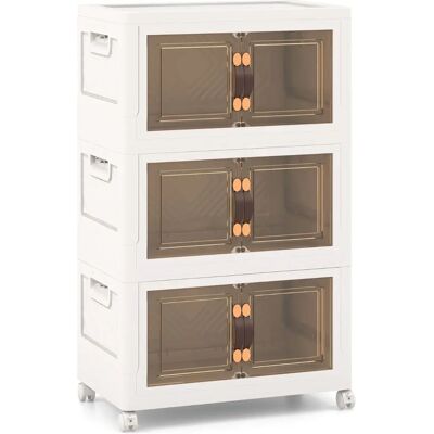 Costway - 3er Set stapelbare Aufbewahrungsboxen - mit Türen - Aufbewahrungsboxen Costway - 3er Set stapelbare Aufbewahrungsboxen - mit Türen - Aufbewahrungsboxen