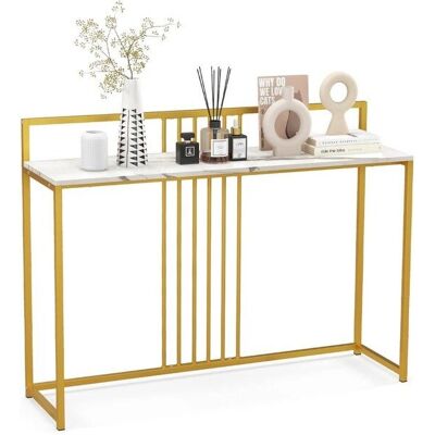 Costway 120 cm Konsolowy Stół Biały - Nowoczesny Stół z Marmurowym Wykończeniem Costway 120 cm Konsolowy Stół Biały - Nowoczesny Stół z Marmurowym Wykończeniem