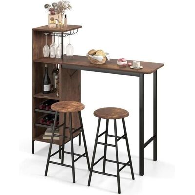 GOPLUS - Set di Tavolo e 2 Sgabelli da Bar - Bois - Bar table set - Publicité GOPLUS - Set di Tavolo e 2 Sgabelli da Bar - Bois - Bar table set - Publicité