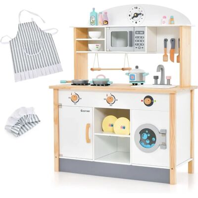 Costway Cuisine en Bois pour Enfants - Jeu de Cuisine avec Accessoires - Publicité Costway Cuisine en Bois pour Enfants - Jeu de Cuisine avec Accessoires - Publicité