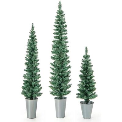 Conjunto de 3 Árboles de Navidad Costway - Follaje Realista Conjunto de 3 Árboles de Navidad Costway - Follaje Realista