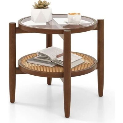 Mesa de Ratán en Ronda de Dos Niveles - Mesa de Café Mesa de Ratán en Ronda de Dos Niveles - Mesa de Café