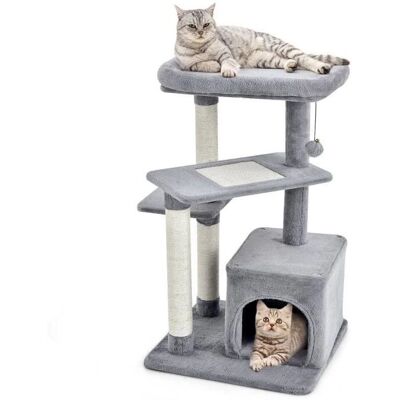 Árbol para Gatos Costway - 85 cm, Multi niveles, Postes de sisal, Pelota de felpa, Gris - Árbol para Gatos Árbol para Gatos Costway - 85 cm, Multi niveles, Postes de sisal, Pelota de felpa, Gris - Árbol para Gatos
