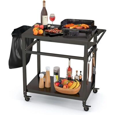 Costway Carrito de Barbacoa Exterior de Metal con Estantes y Ruedas Costway Carrito de Barbacoa Exterior de Metal con Estantes y Ruedas