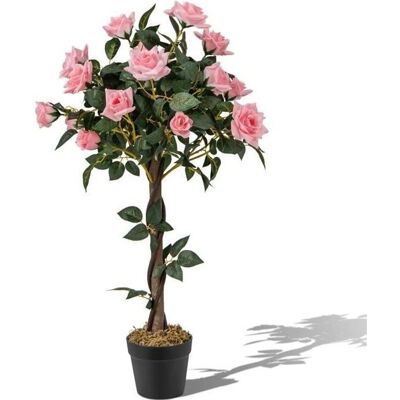 Árbol de Flores Artificial - 93cm con Rosas, Madera Real, Sin Mantenimiento Árbol de Flores Artificial - 93cm con Rosas, Madera Real, Sin Mantenimiento