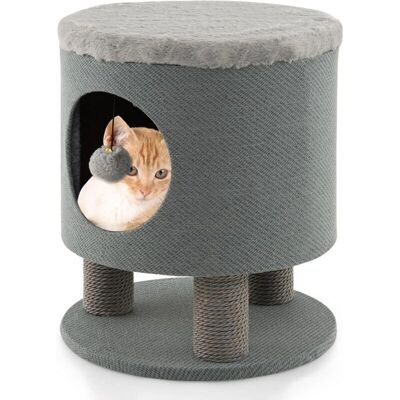 Árbol para Gatos Costway 47cm Gris - 3 en 1 Refugio y Juego Árbol para Gatos Costway 47cm Gris - 3 en 1 Refugio y Juego
