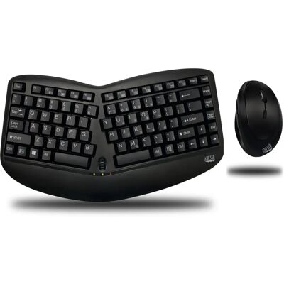 Adesso WKB-1150CB Wireless Keyboard and Mouse Set - Ergonomic QWERTY Black Adesso WKB-1150CB Wireless Keyboard and Mouse Set - Ergonomic QWERTY Black