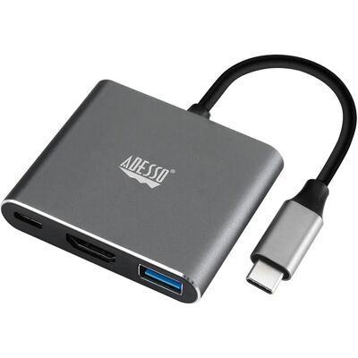 Adesso Grey 3-in-1 USB-C Multiport Docking Station Adesso Grey 3-in-1 USB-C Multiport Docking Station