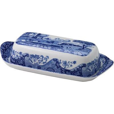 Spode Blue Italian Smörask - Klassisk italiensk scen - Hållbar Spode Blue Italian Smörask - Klassisk italiensk scen - Hållbar