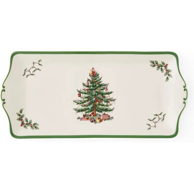 Assiette sandwich en porcelaine Arbre de Noël Spode - 33cm, Blanc/Vert - Publicité Assiette sandwich en porcelaine Arbre de Noël Spode - 33cm, Blanc/Vert - Publicité