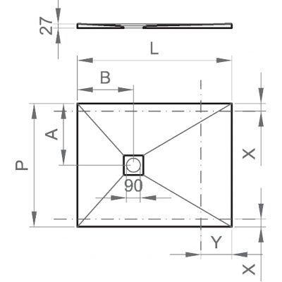 Ercos - Piatto doccia rettangolare 70x140cm Serie Pietra Bianco opaco Ercos - Piatto doccia rettangolare 70x140cm Serie Pietra Bianco opaco