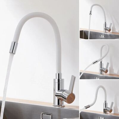 Auralum - Grifo de Cocina con Manguera Flexible - Blanco - 360° Auralum - Grifo de Cocina con Manguera Flexible - Blanco - 360°