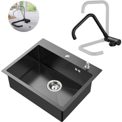 Auralum - MAX - 55x45 cm - Dispensador de jabón incluido - Fregadero de acero inoxidable Auralum - MAX - 55x45 cm - Dispensador de jabón incluido - Fregadero de acero inoxidable